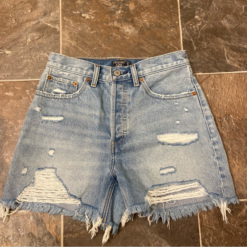 A&F High Rise 4” Jean Shorts
